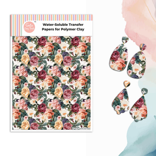 Watercolor Flower Transfer Paper for Polymer Clay: Water Soluble #830