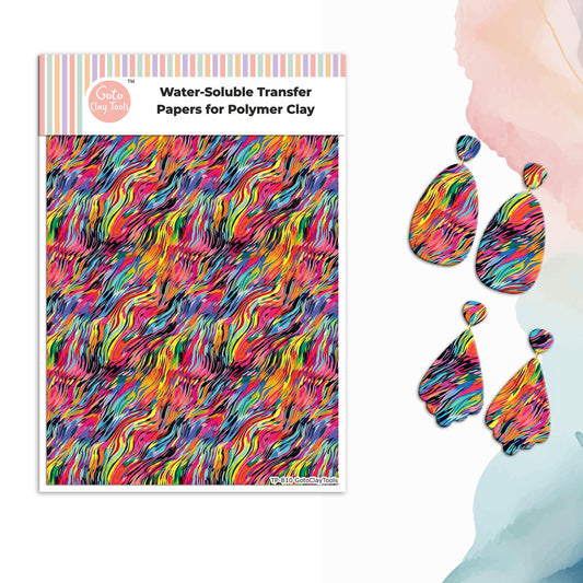 Colorful Waves Transfer Paper for Polymer Clay (4x5.5 inches) TP#810