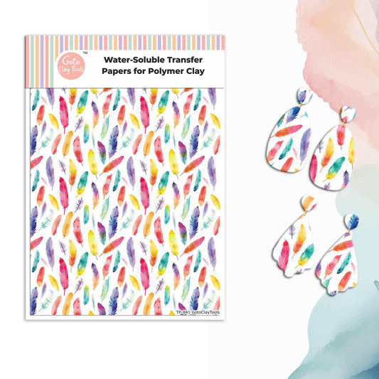 Watercolor Feather Transfer Paper for Polymer Clay #841
