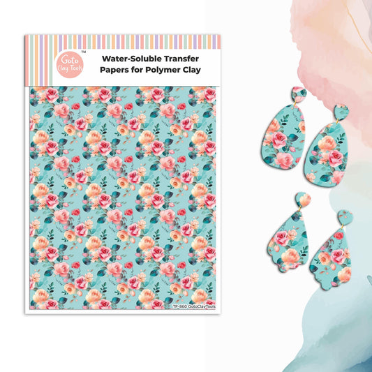 Watercolor Flower Transfer Paper for Polymer Clay #860
