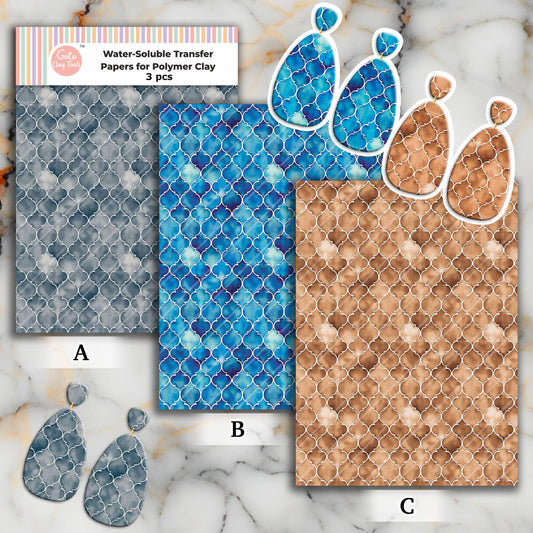 Transfer paper for polymer clay, Ceramic tiles, water soluble transfer paper, polymer clay image transfers, magic transfer paper #788