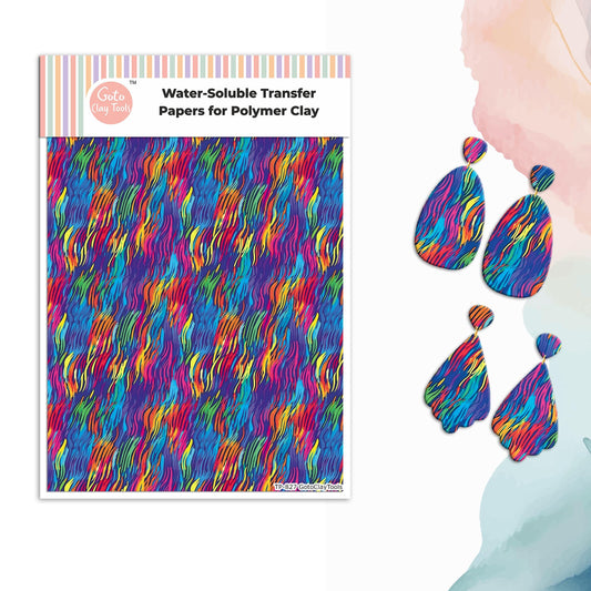 Colorful Strokes Transfer Paper for Polymer Clay: Water Soluble TP#827