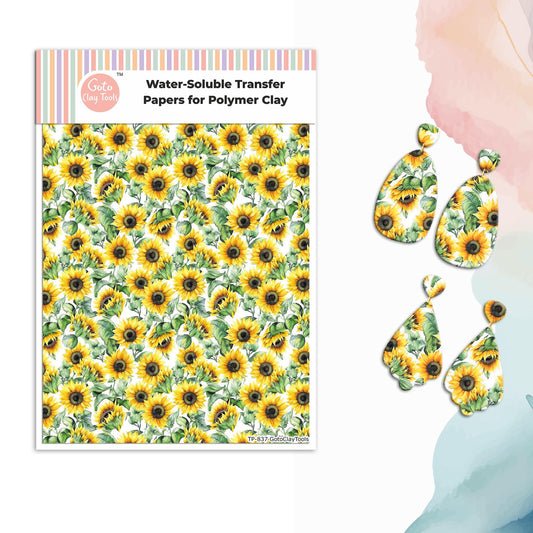 Watercolor Flower Transfer Paper for Polymer Clay: Water Soluble Image Transfers #837