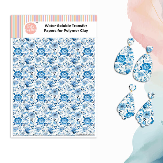 Transfer paper for polymer clay, Watercolor flowers, water soluble transfer paper, polymer clay image transfers, magic transfer paper #863