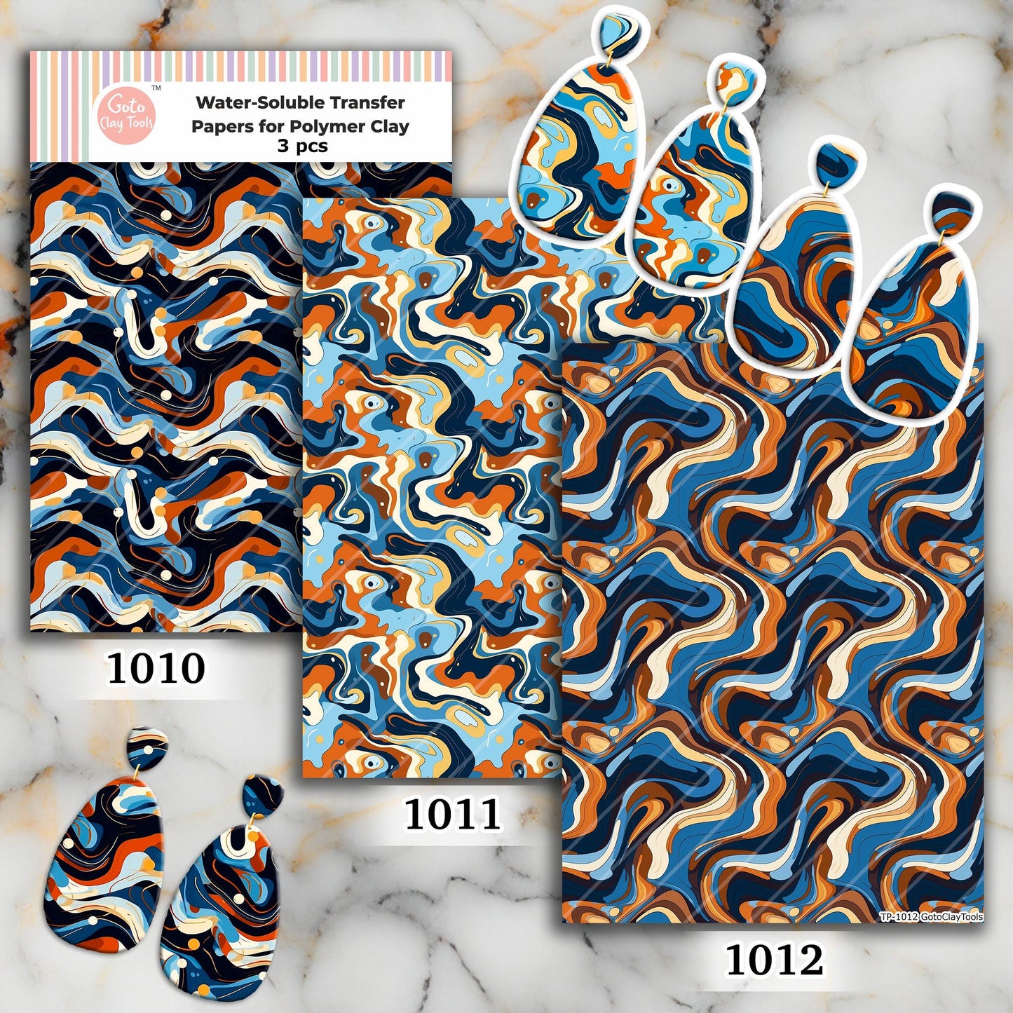 Abstract Waves Polymer Clay Transfer Paper (4x5.5 inches)