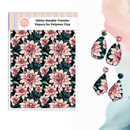 Floral Polymer Clay Transfer Paper: Water Soluble, 4x5.5" #697