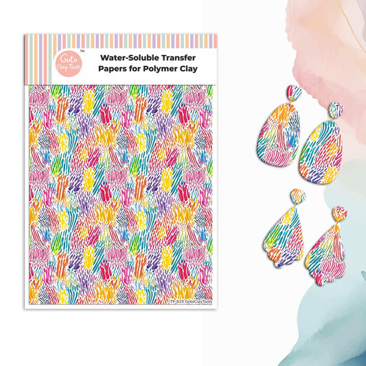 Colorful Strokes Transfer Paper for Polymer Clay (4x5.5 inches) #829