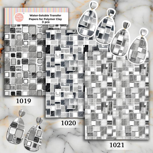 Grey Square Pattern Transfer Paper for Polymer Clay (4x5.5 inches)