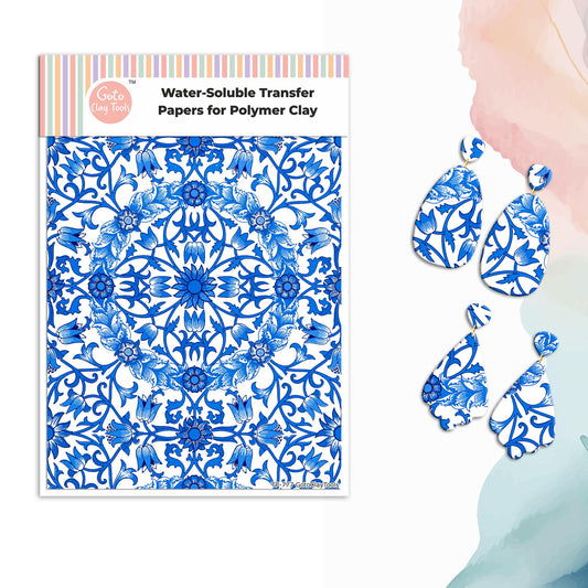 William Morris Polymer Clay Transfer Paper: Water Soluble #777-Blue