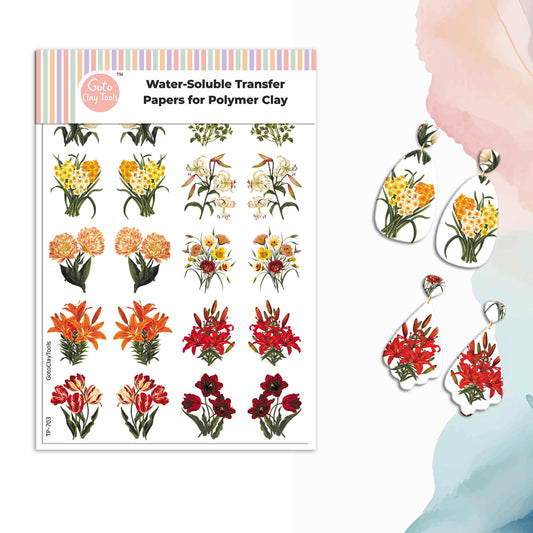 Floral Bouquet Transfer Paper for Polymer Clay (4x5.5 inches) #703