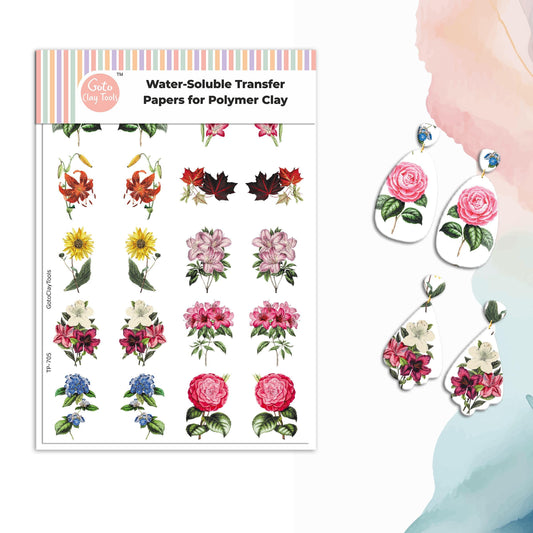 Floral Bouquet Transfer Paper for Polymer Clay (4x5.5 inches) #705
