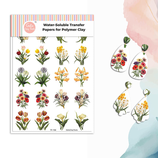 Floral Bouquet Water Soluble Transfer Paper for Polymer Clay #708