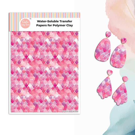 Pink Diamond Watercolor Transfer Paper for Polymer Clay #816