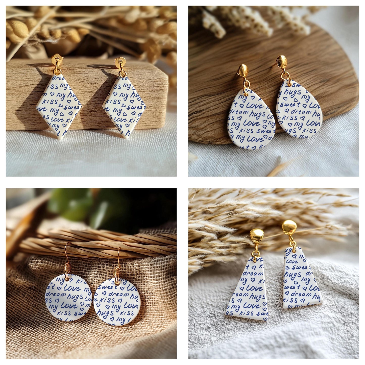 Love Letters Silkscreen for Polymer Clay Earrings: Valentine's Day Stencil SS#792