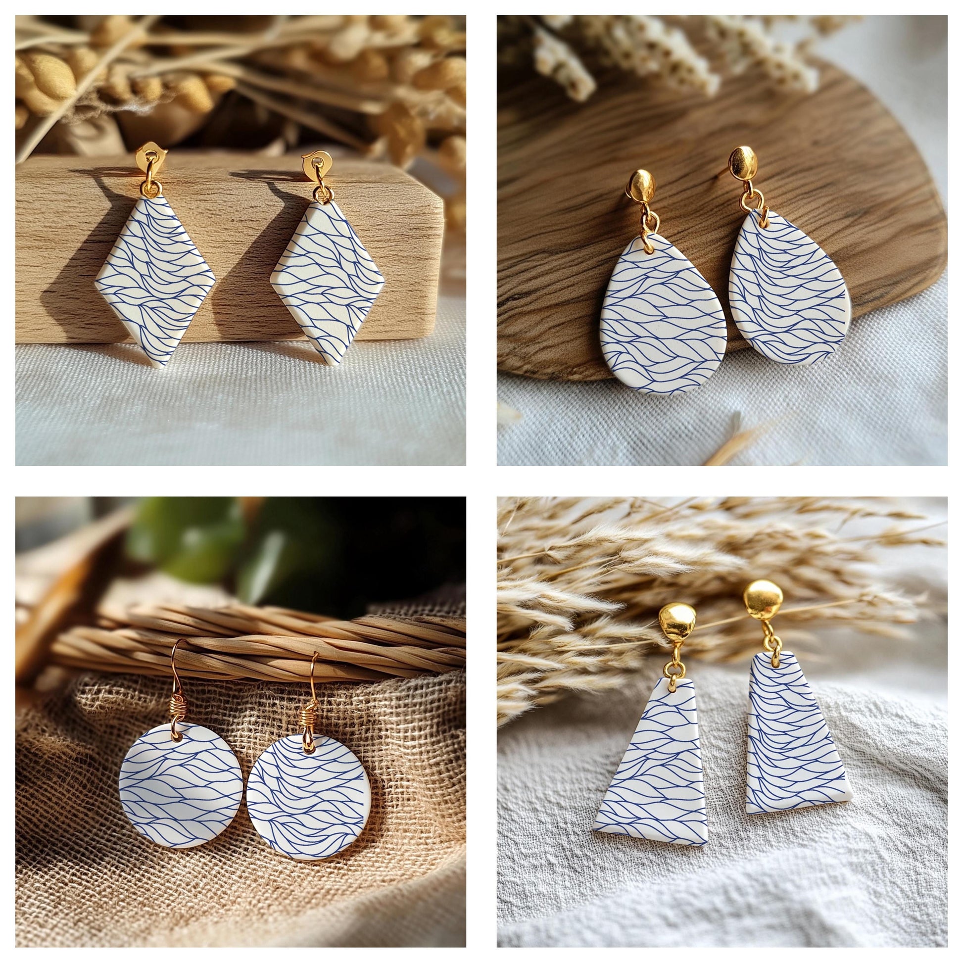 Wavy Lines Silkscreen for Polymer Clay Earrings: 9.5x12.5cm SS#1097