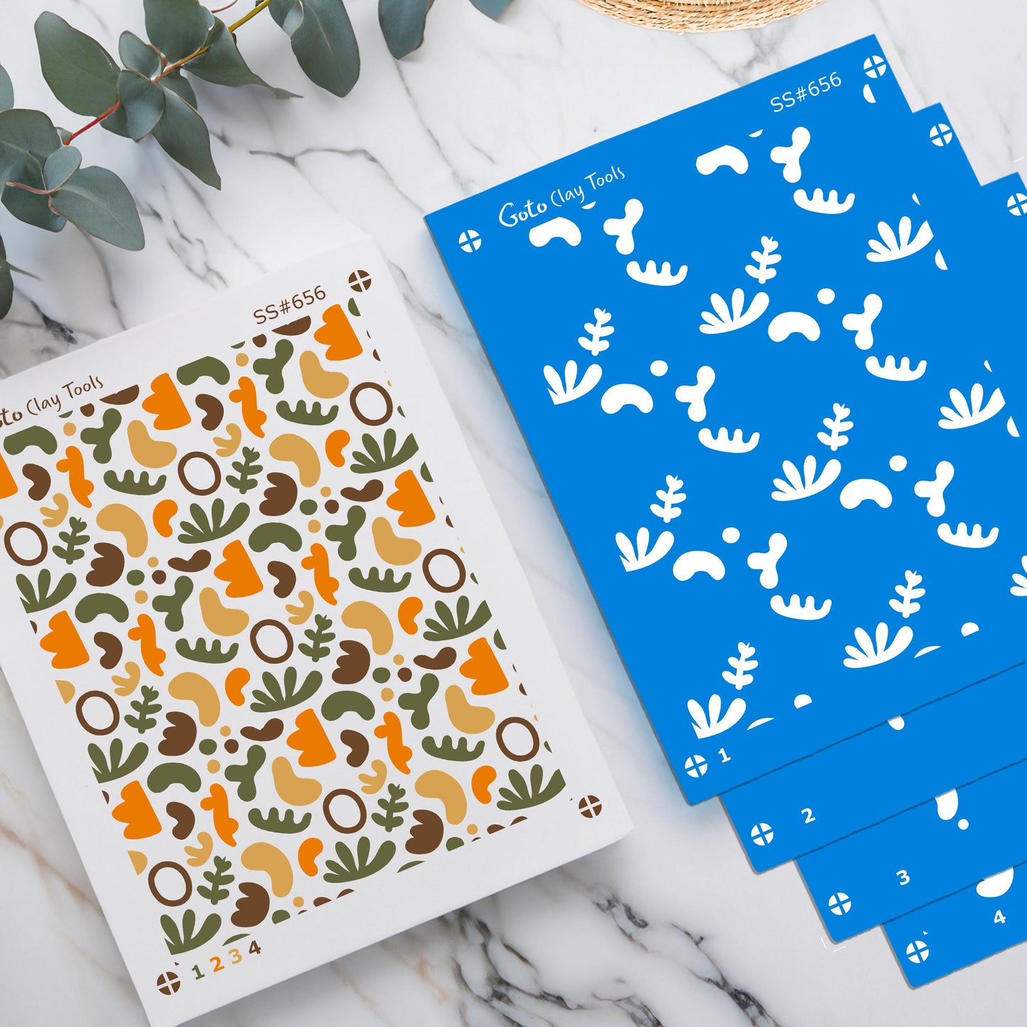 Organic Pattern Silkscreen for Polymer Clay Earrings: 9.5x12.5cm SS#656