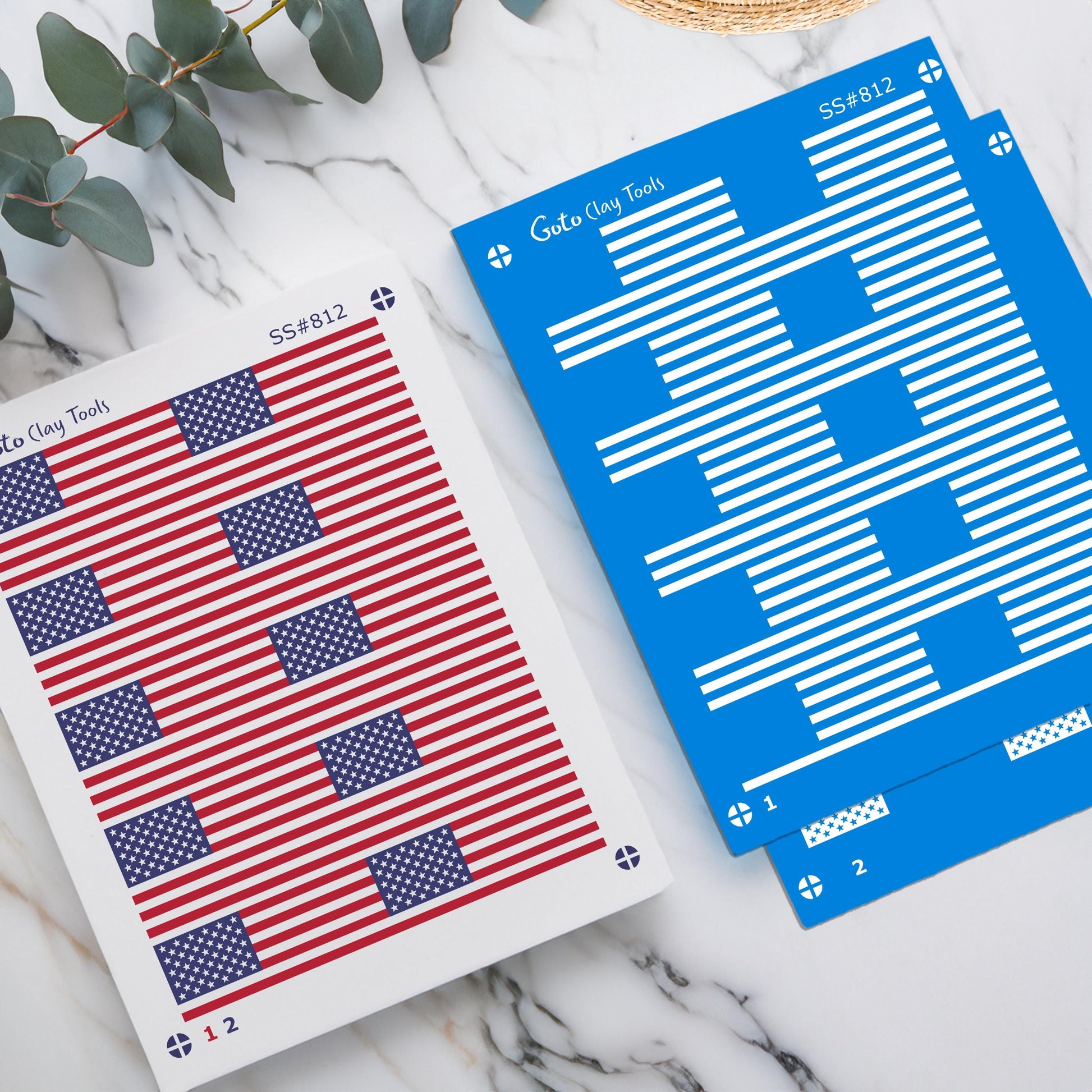 2 Layer American Flag Silkscreens for Polymer clay jewellery SS#812