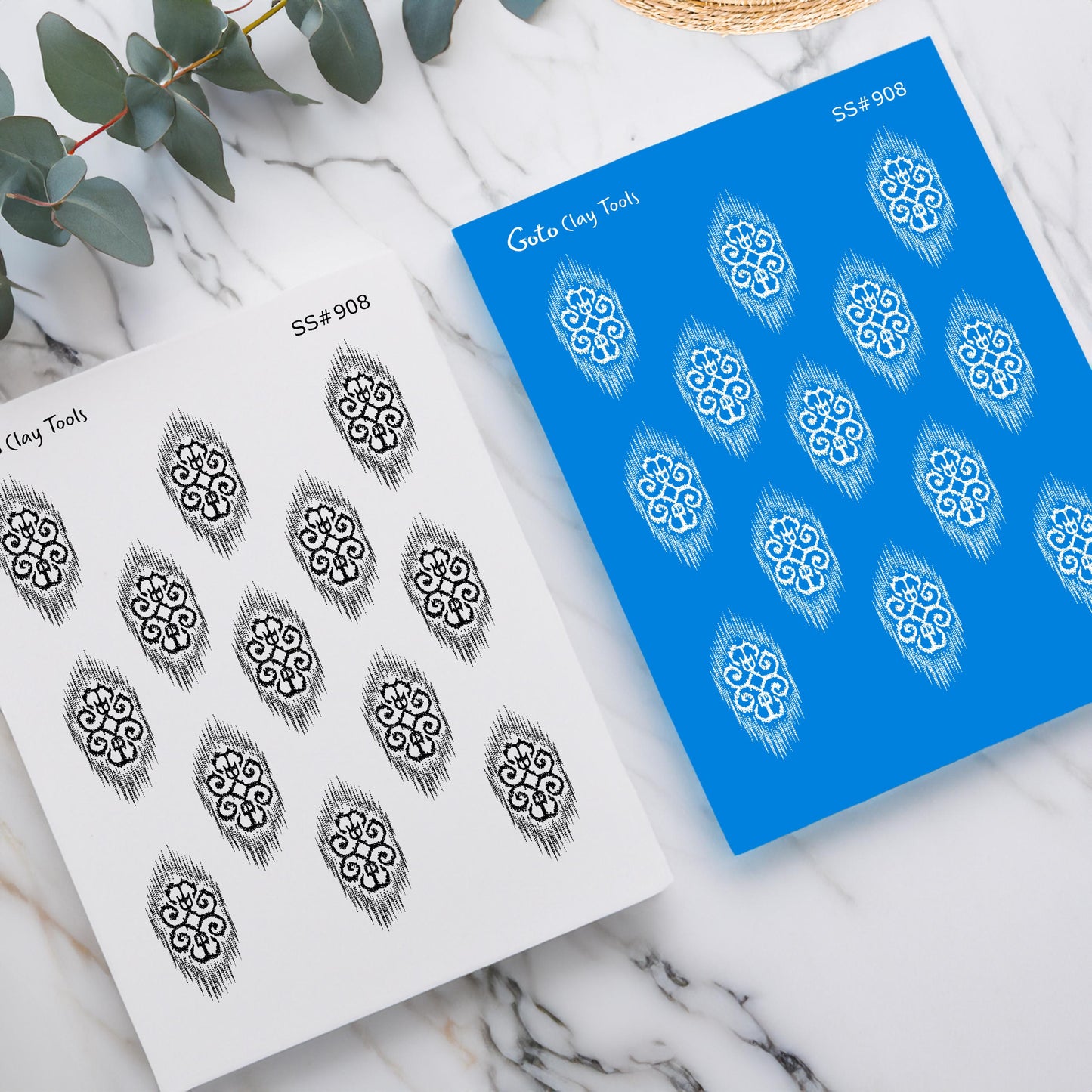 Ikat Silkscreen for Polymer Clay Earrings: Indian Print Stencil - SS#908