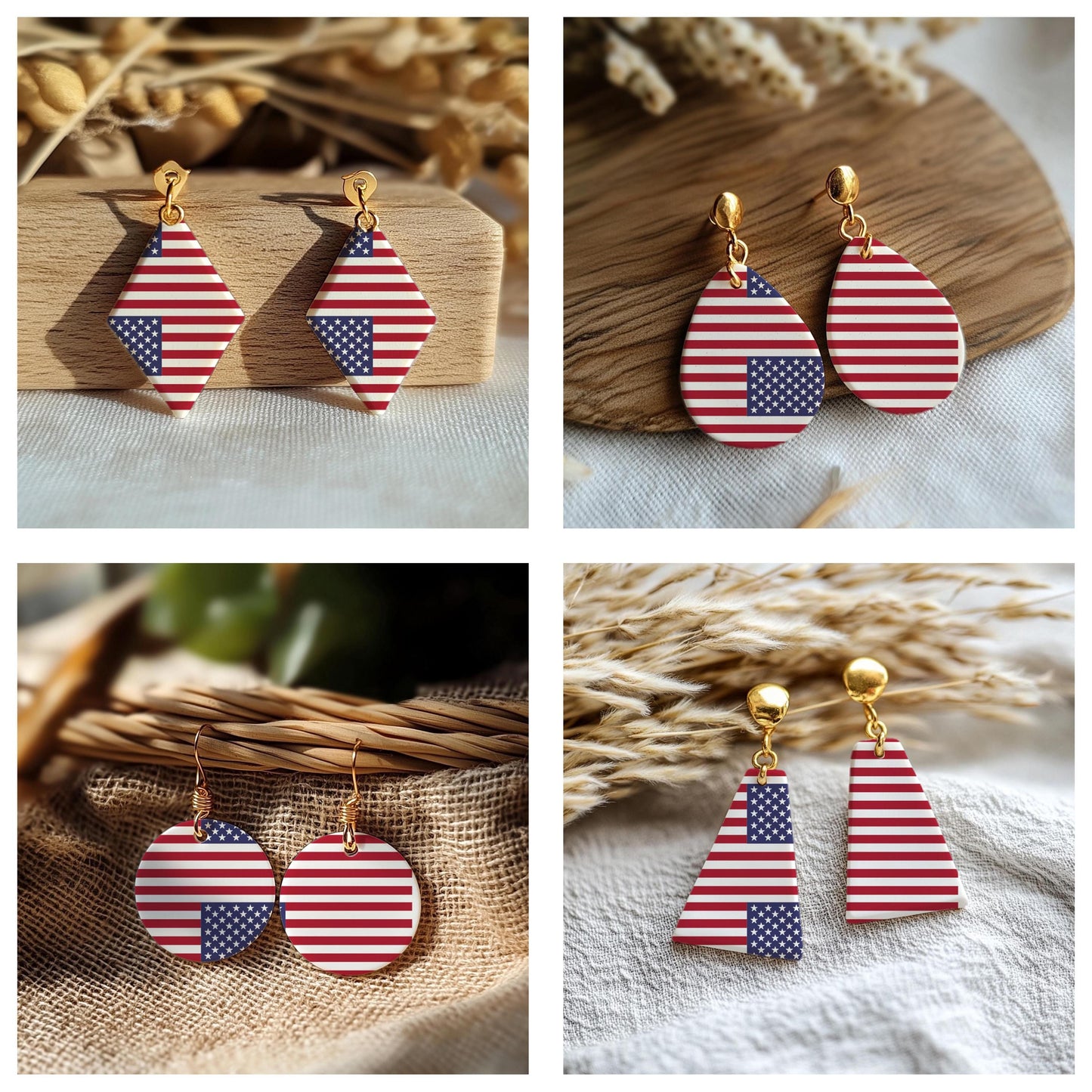 2 Layers American Flag Silkscreens for Polymer clay jewellery, 4th of July Silkscreen SS#812