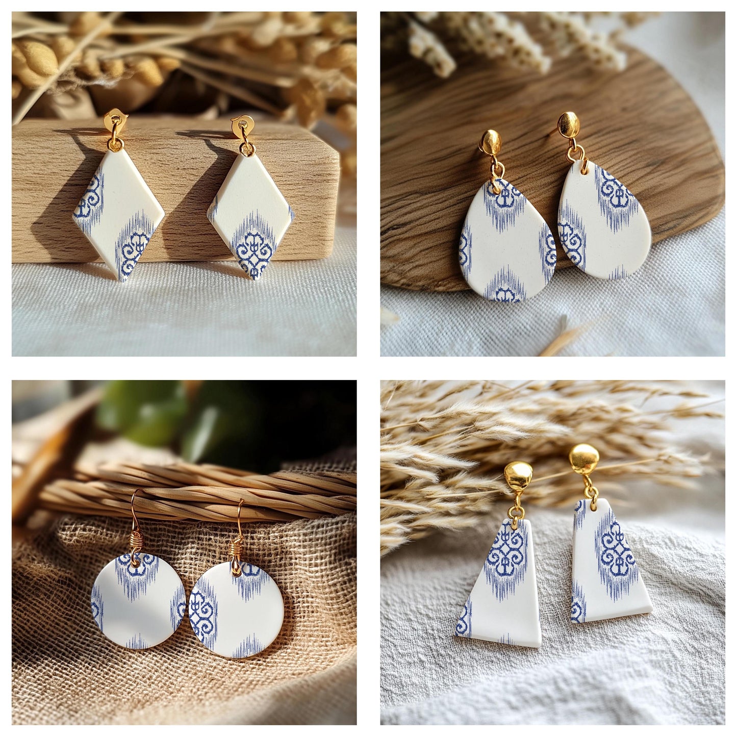 Ikat Silkscreen for Polymer Clay Earrings: Indian Print Stencil - SS#908