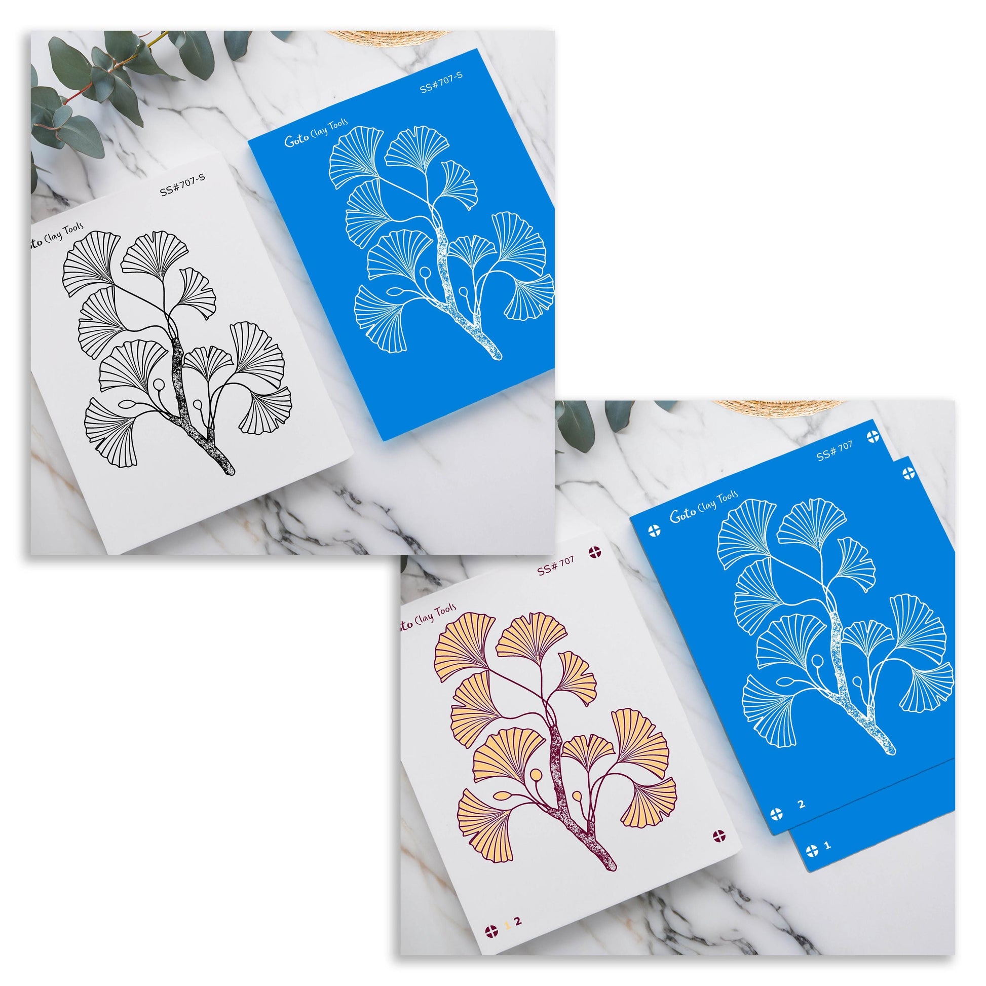 Gingko Leaf Silkscreen for Polymer Clay Earrings: Stencil for Jewelry Making SS#707