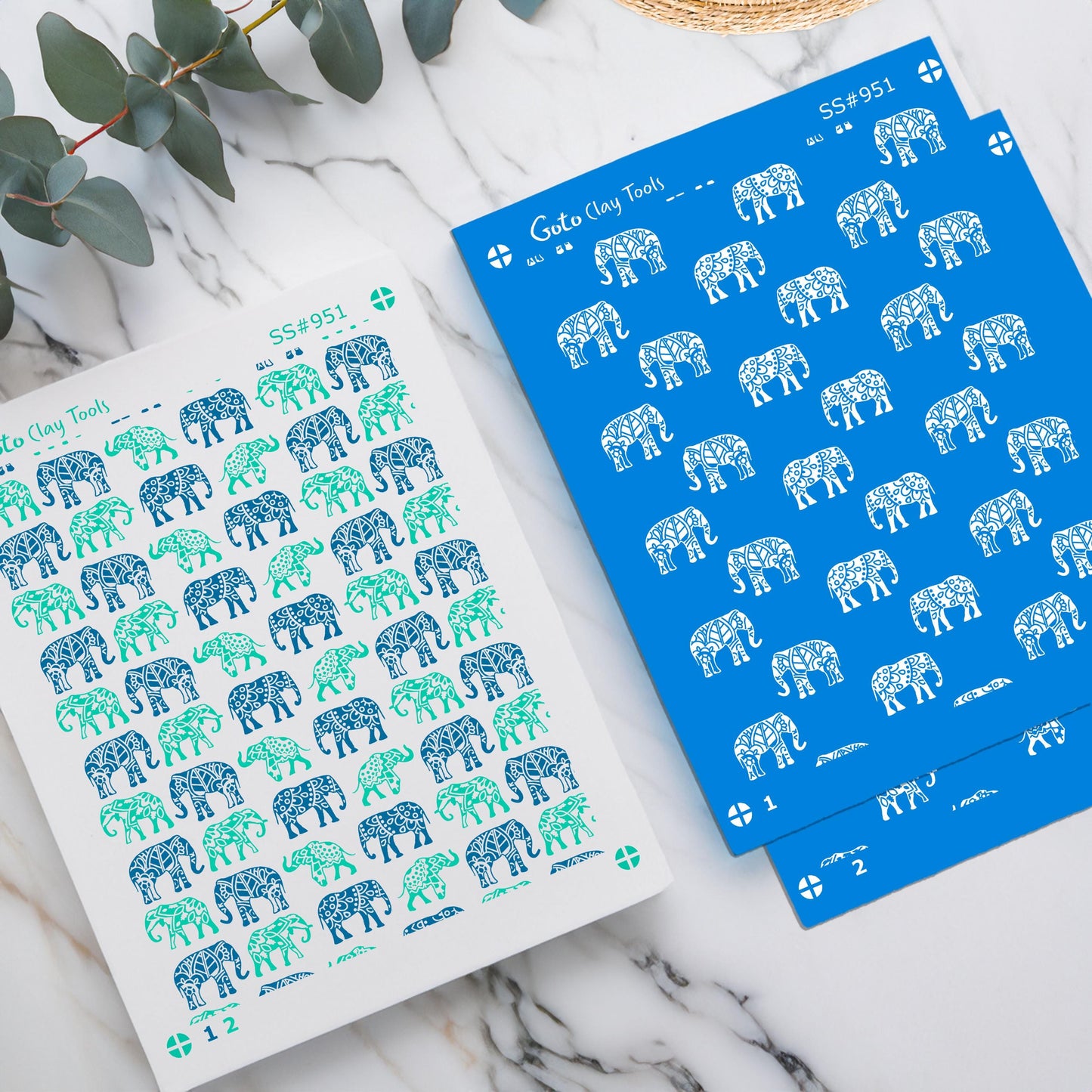 2 layers Elephant Indian style Silkscreen for Polymer Clay Earring making, Clay Stencils, Clay Earring Silkscreen SS#951