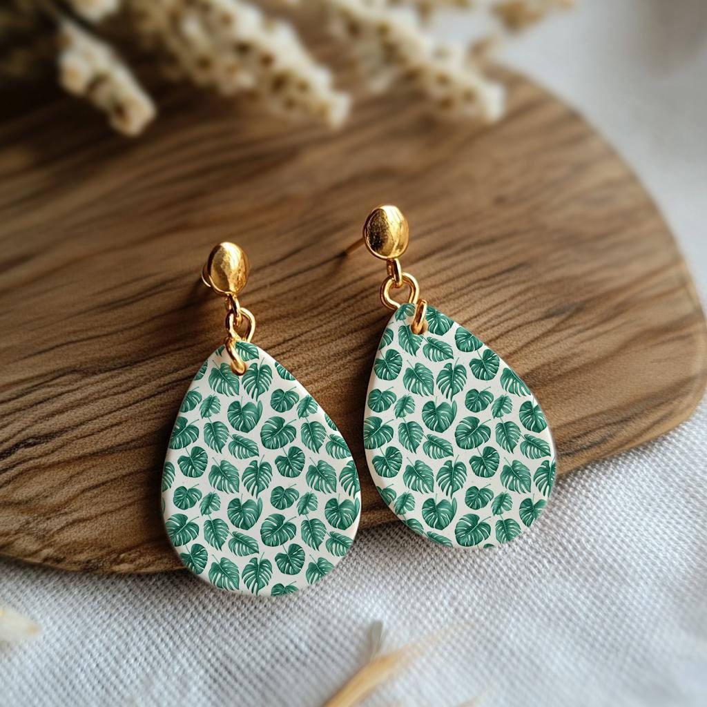 Monstera leaf Water soluble Transfer paper for polymer clay, Tropical leaf pattern, polymer clay image transfers, magic transfer paper