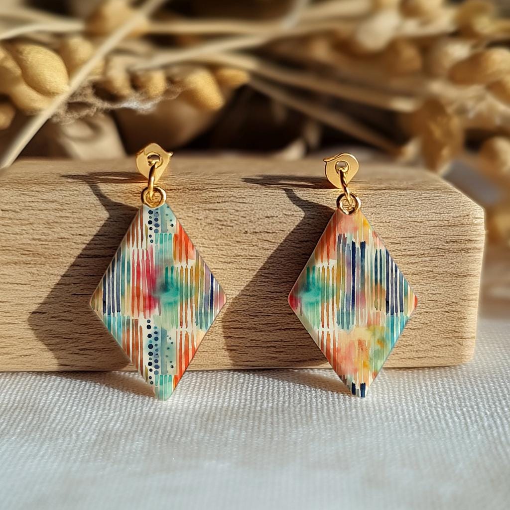 Water soluble Transfer paper for polymer clay, Watercolor abstract stripes, polymer clay image transfers, magic transfer paper