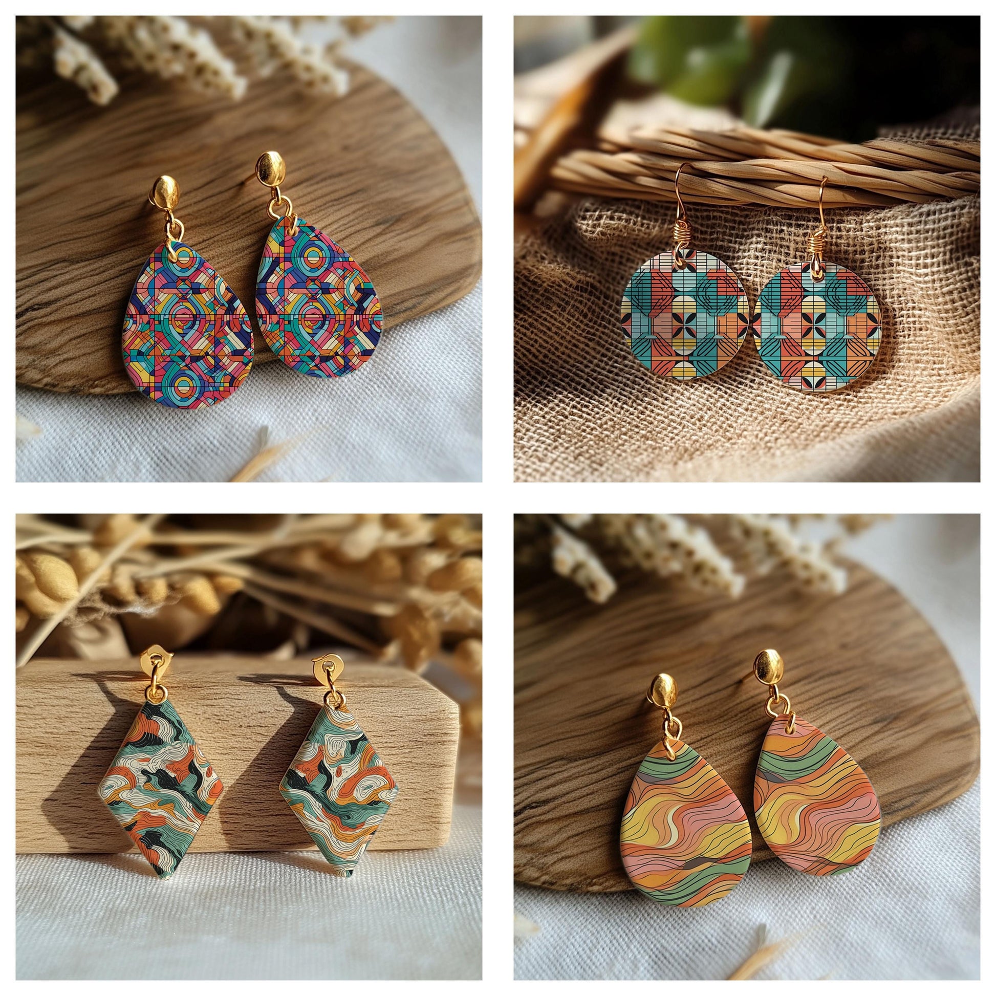 Water soluble Transfer paper for polymer clay, Abstract waves patterns, polymer clay image transfers, magic transfer paper