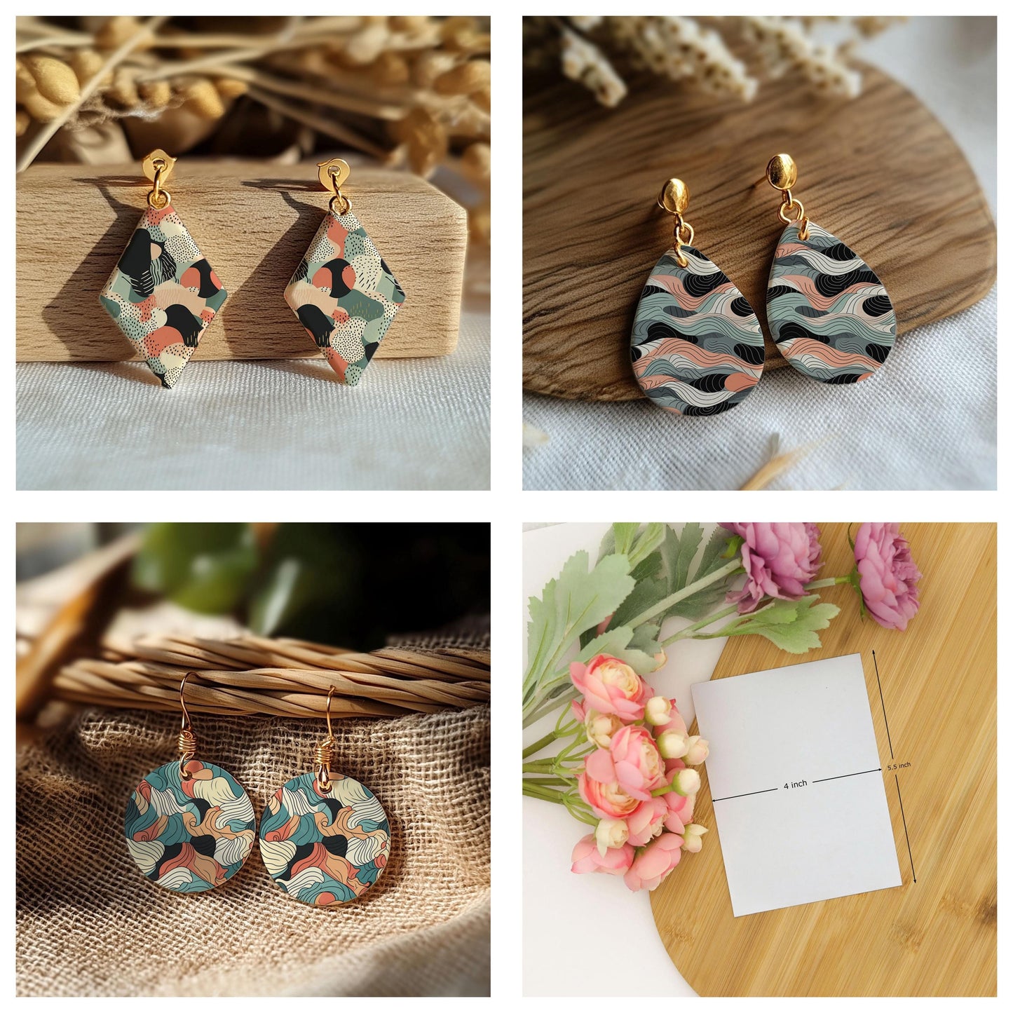 Water soluble Transfer paper for polymer clay, Abstract waves patterns, polymer clay image transfers, magic transfer paper