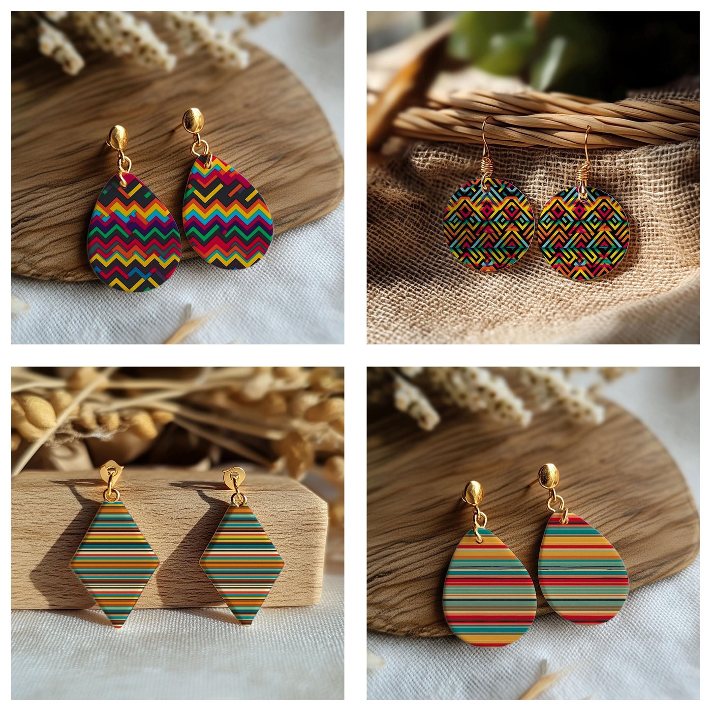 Colorful Stripes water soluble Transfer paper for polymer clay, Mexican Stripes patterns, polymer clay image transfers, magic transfer paper