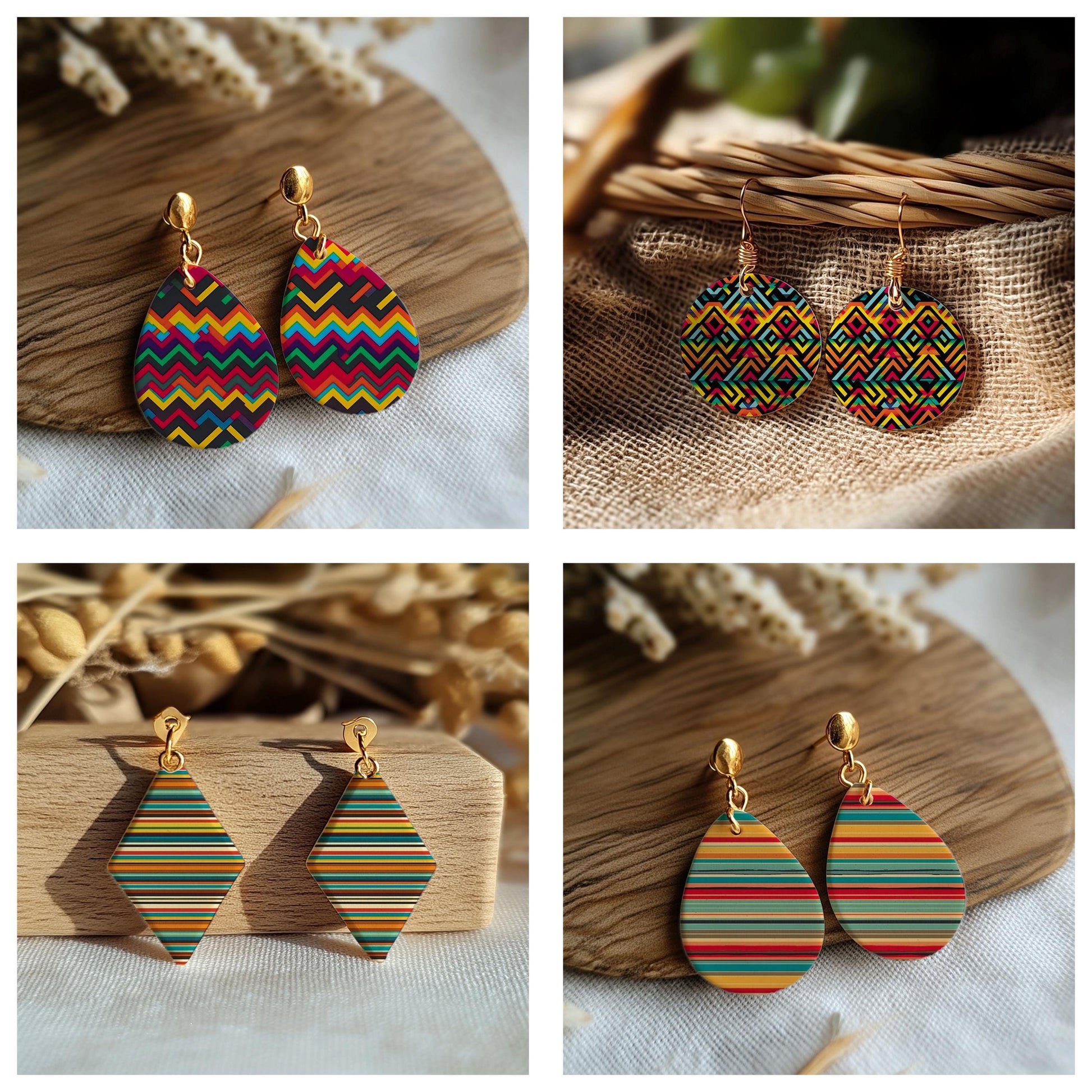 Colorful Stripes water soluble Transfer paper for polymer clay, Mexican Stripes patterns, polymer clay image transfers, magic transfer paper