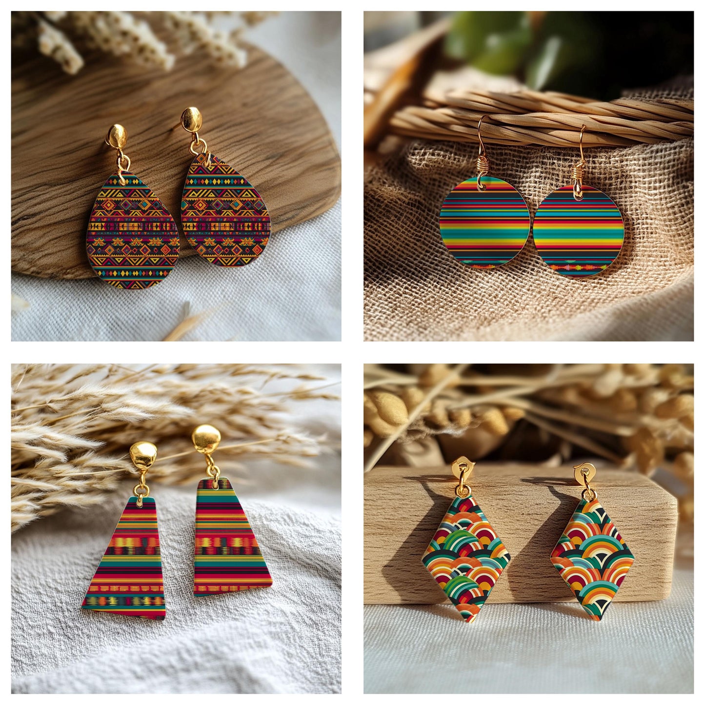 Colorful Stripes water soluble Transfer paper for polymer clay, Mexican Stripes patterns, polymer clay image transfers, magic transfer paper