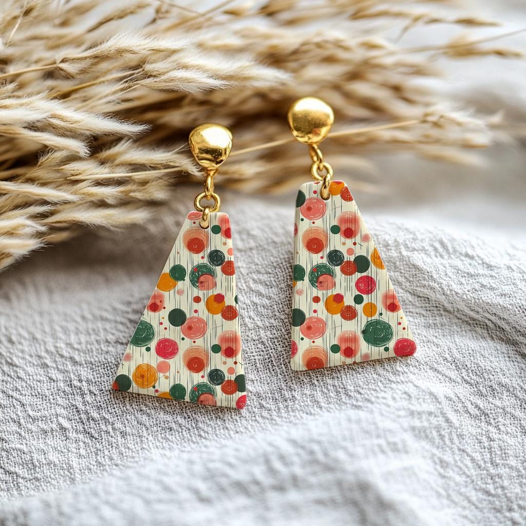 Water soluble Transfer paper for polymer clay, Abstract red and green circle and waves, polymer clay image transfers, magic transfer paper