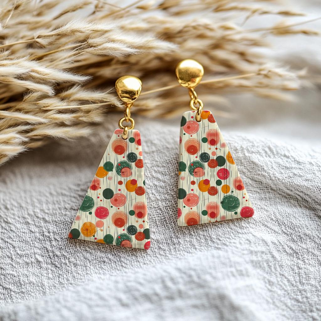 Abstract Polymer Clay Transfer Paper: Red & Green Waves (4x5.5 in