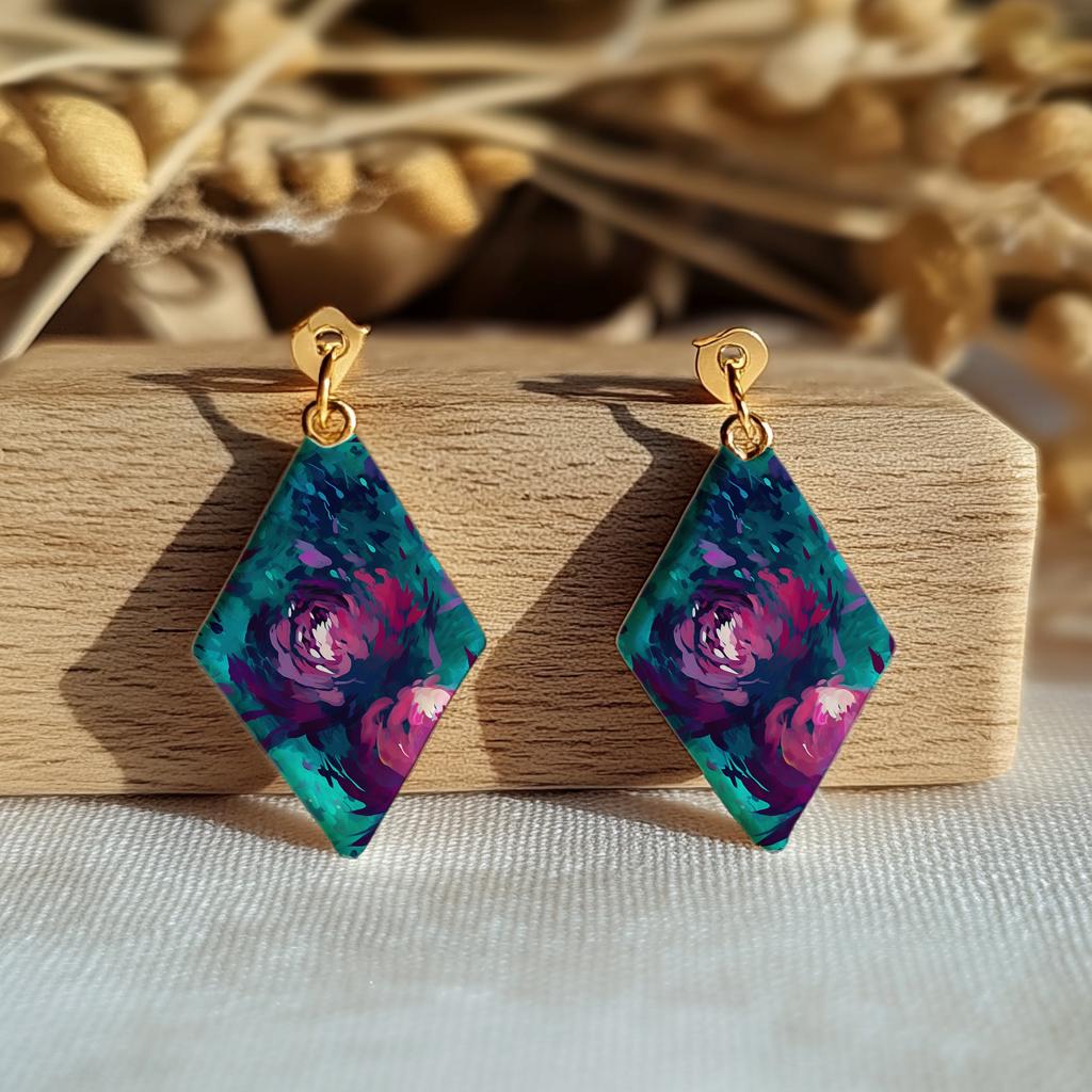 Water soluble Transfer paper for polymer clay, Teal and purple abstract floral pattern, polymer clay image transfers, magic transfer paper