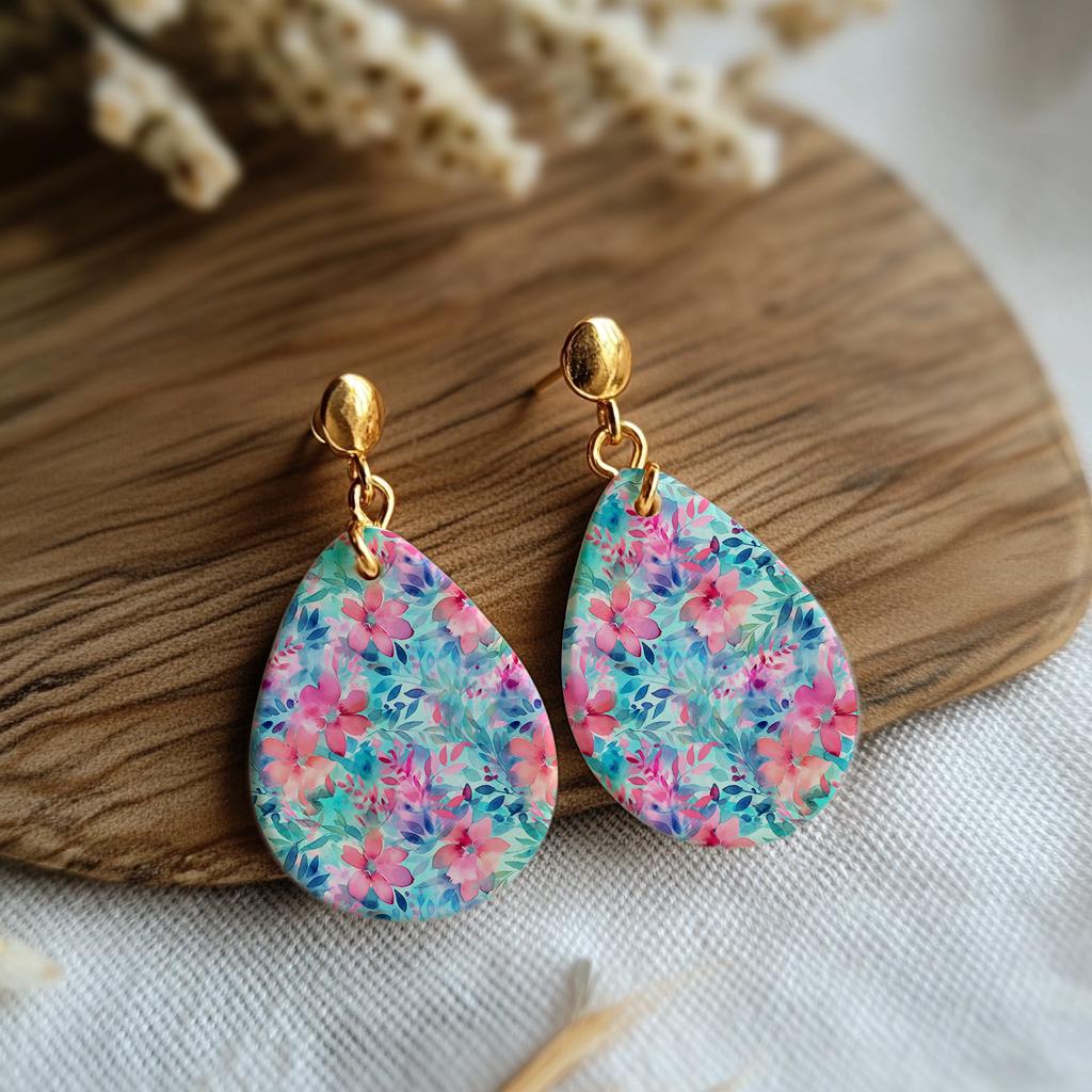 Watercolor Floral Transfer Paper for Polymer Clay: Water Soluble (4x5.5 in