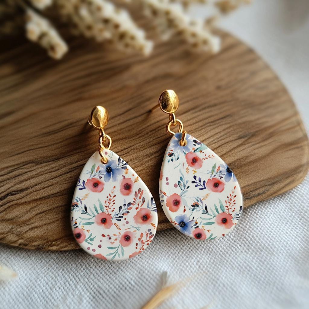 Water soluble Transfer paper for polymer clay, Watercolor flower pattern, polymer clay image transfers, magic transfer paper