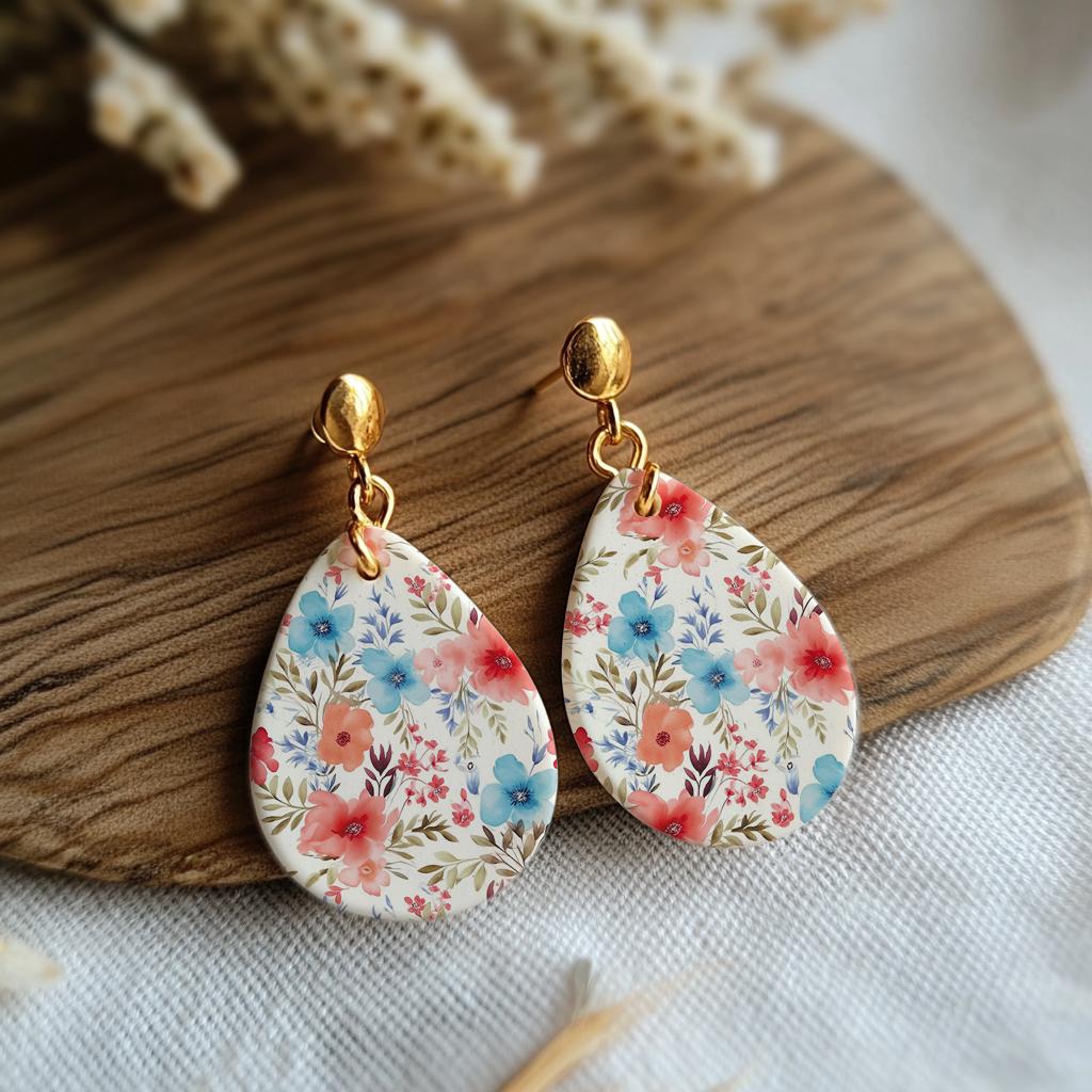 Water soluble Transfer paper for polymer clay, Watercolor flower pattern, polymer clay image transfers, magic transfer paper