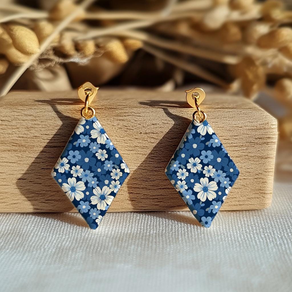 Water soluble Transfer paper for polymer clay, Blue floral pattern, polymer clay image transfers, magic transfer paper