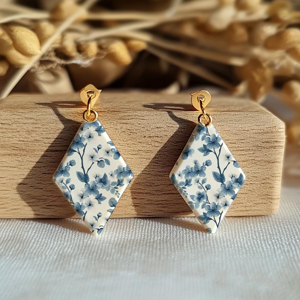 Water soluble Transfer paper for polymer clay, Blue floral pattern, polymer clay image transfers, magic transfer paper