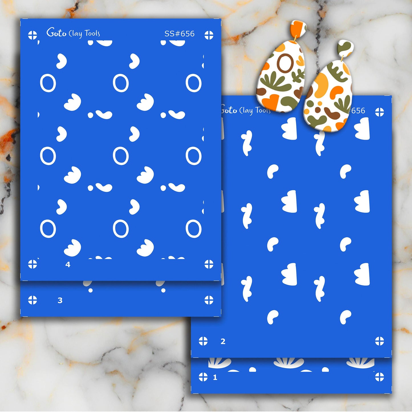 Organic Pattern Silkscreen for Polymer Clay Earrings: 9.5x12.5cm SS#656