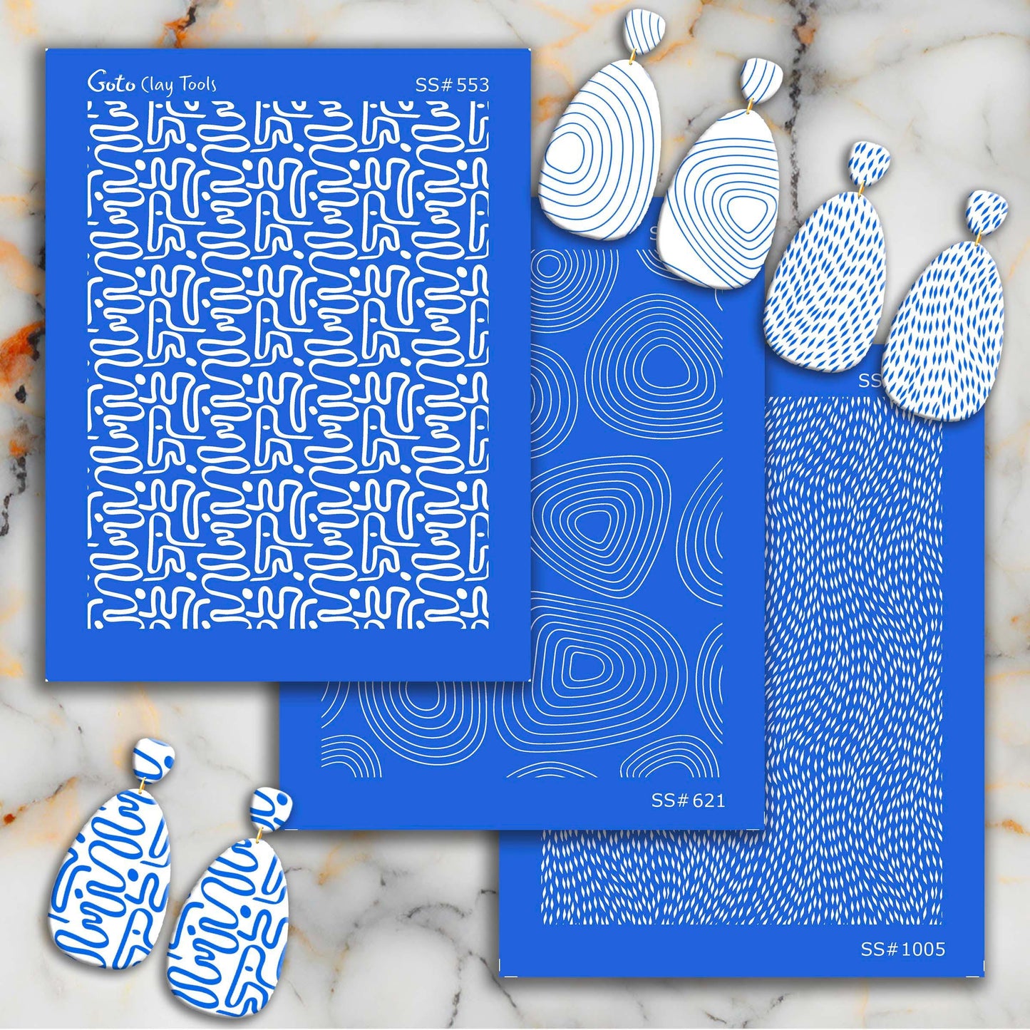 Abstract Stitches Silkscreen for Polymer Clay Earrings: Jewelry Making Stencil SS#1005