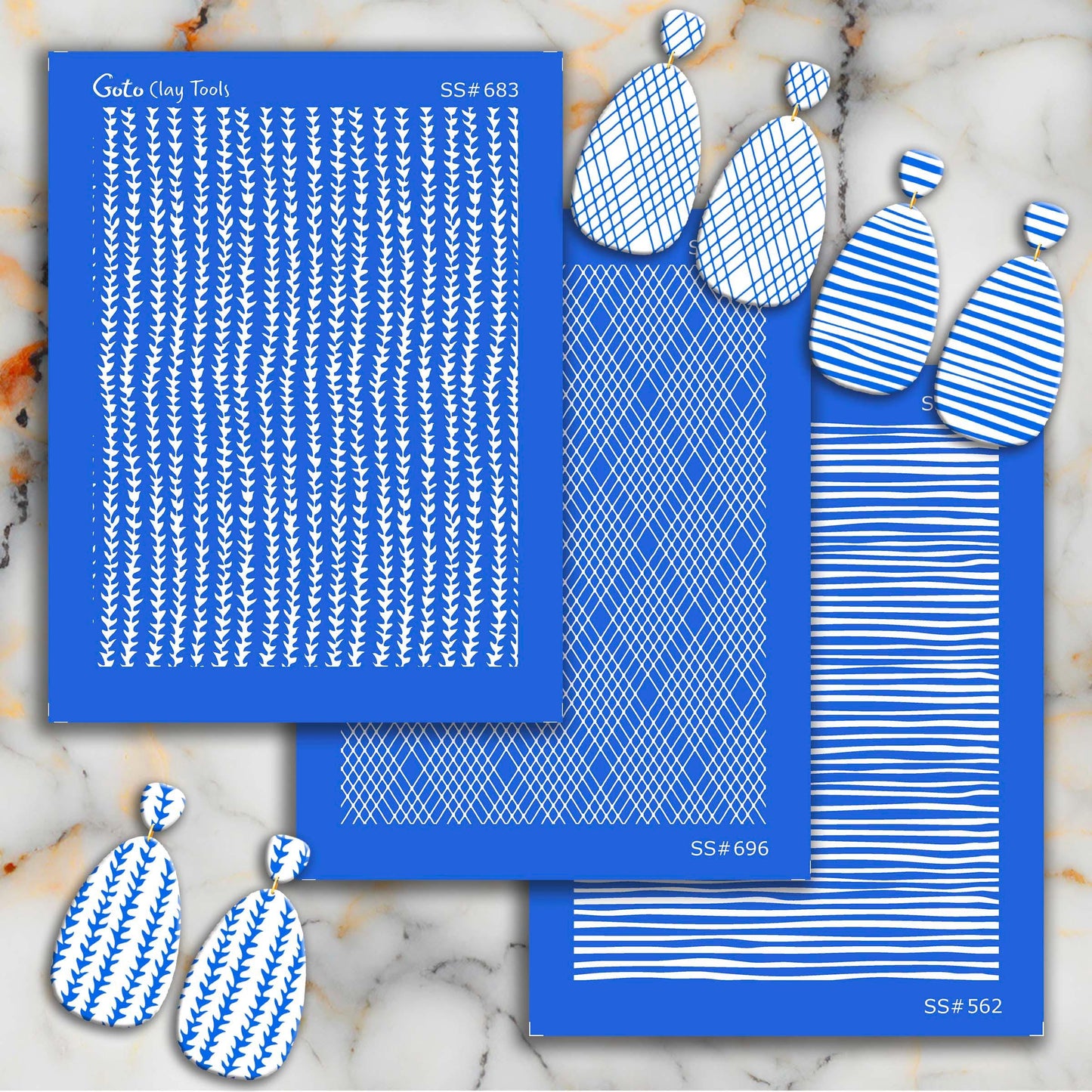 Polymer Clay Earring Silkscreen: Stencil for Clay Jewelry Making SS#696