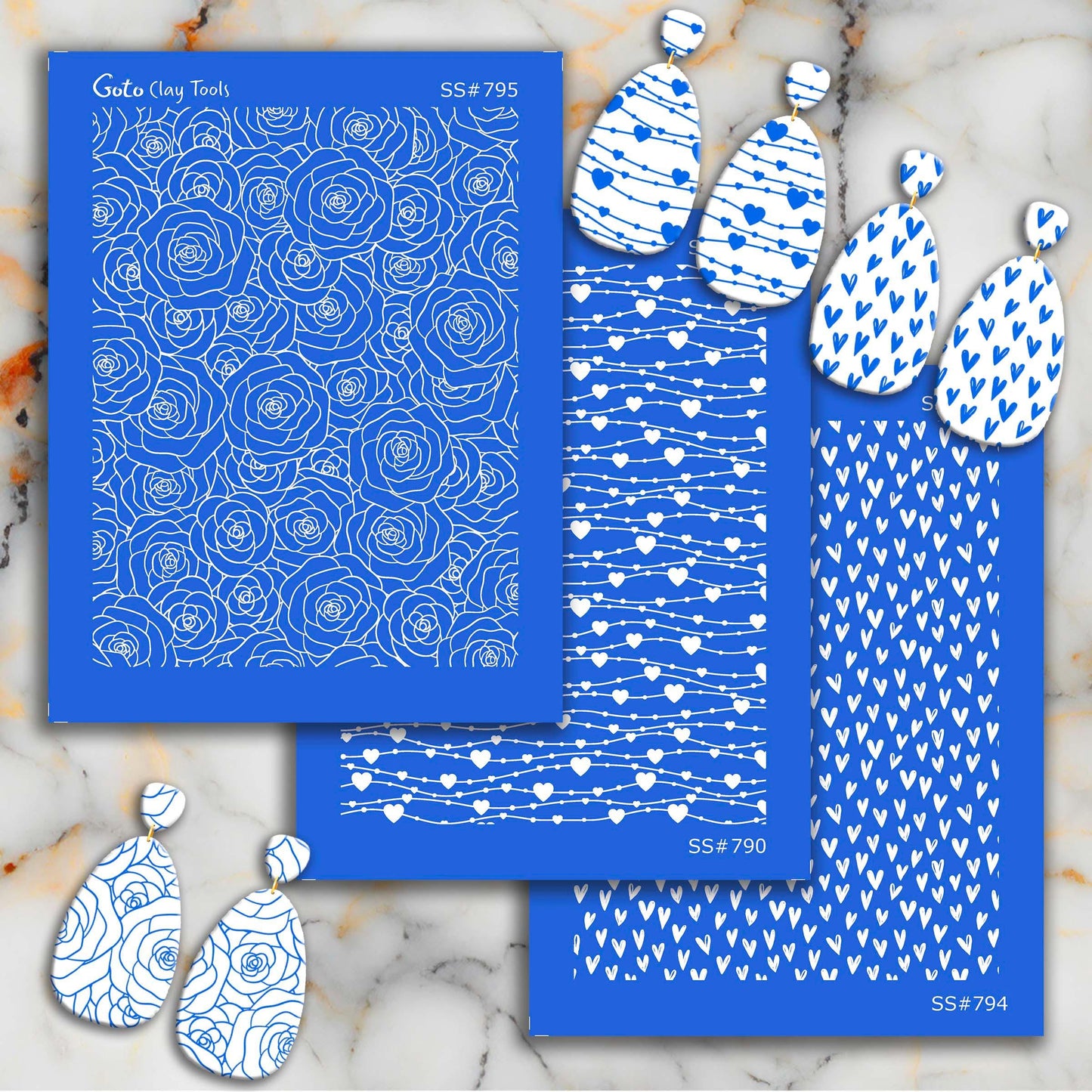 Heart String Silkscreen for Polymer Clay Earrings: Valentine's Day Stencil SS#790