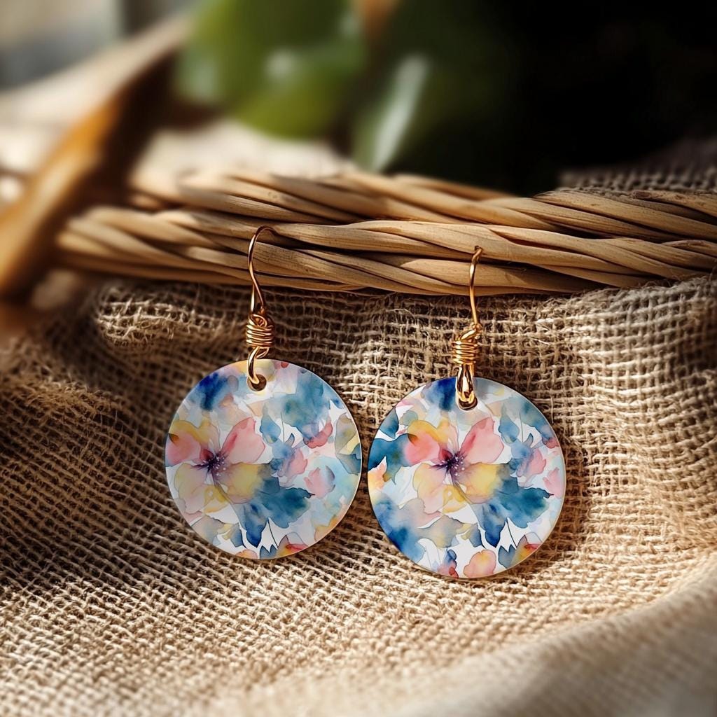 Blue floral Water soluble Transfer paper for polymer clay, Colorful watercolor flower, polymer clay image transfers, magic transfer paper