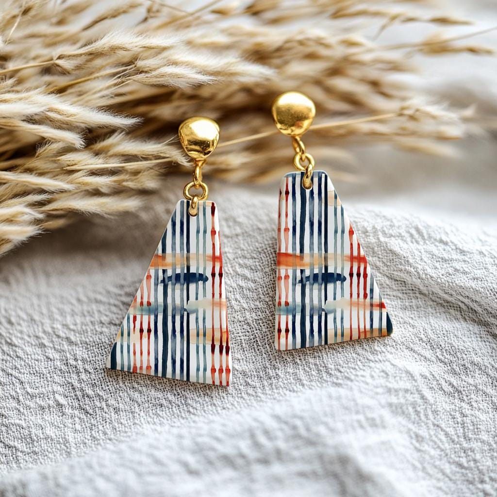 Water soluble Transfer paper for polymer clay, Watercolor abstract stripes, polymer clay image transfers, magic transfer paper