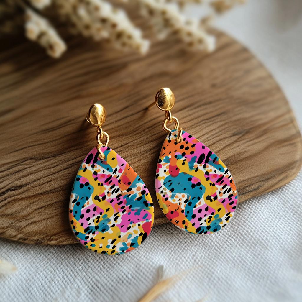 Abstract Colorful Splashes Transfer Paper for Polymer Clay