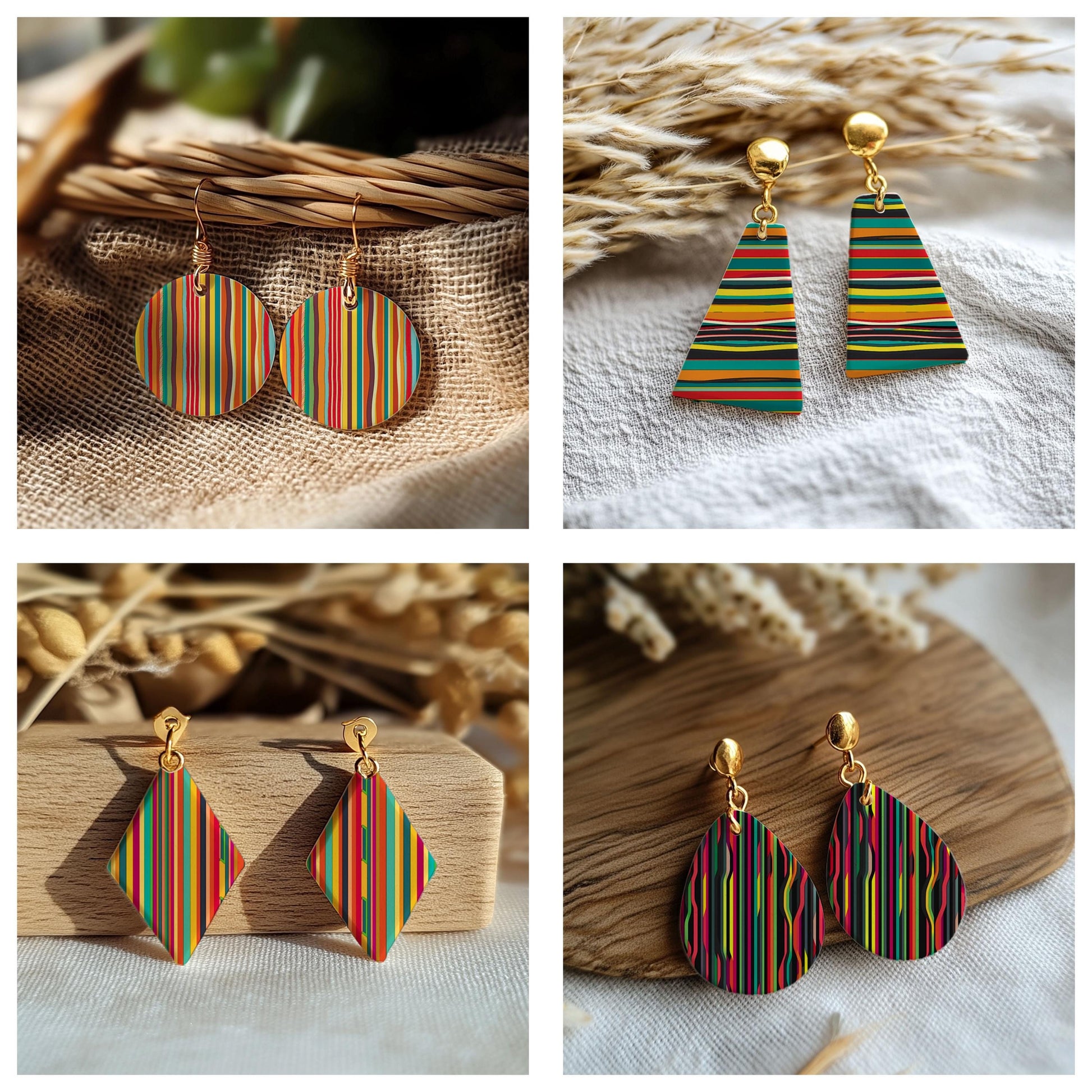 Colorful Stripes water soluble Transfer paper for polymer clay, Mexican Stripes patterns, polymer clay image transfers, magic transfer paper