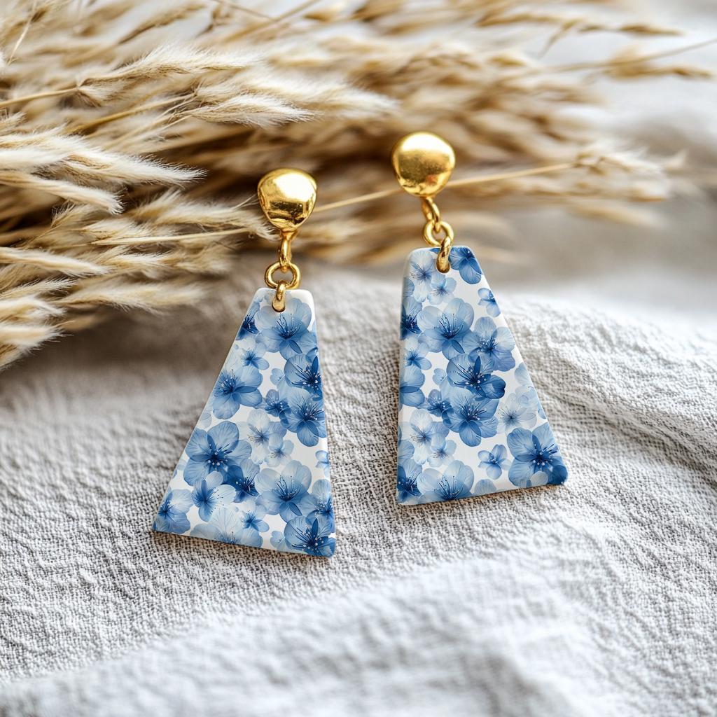 Blue Chinoiserie Floral Transfer Paper for Polymer Clay (4x5.5 inches)